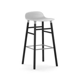 Normann Copenhagen Form Barstool - Wood - 75cm - White - Black Oak Legs Shell Colour: White, Leg Colour: Black Oak