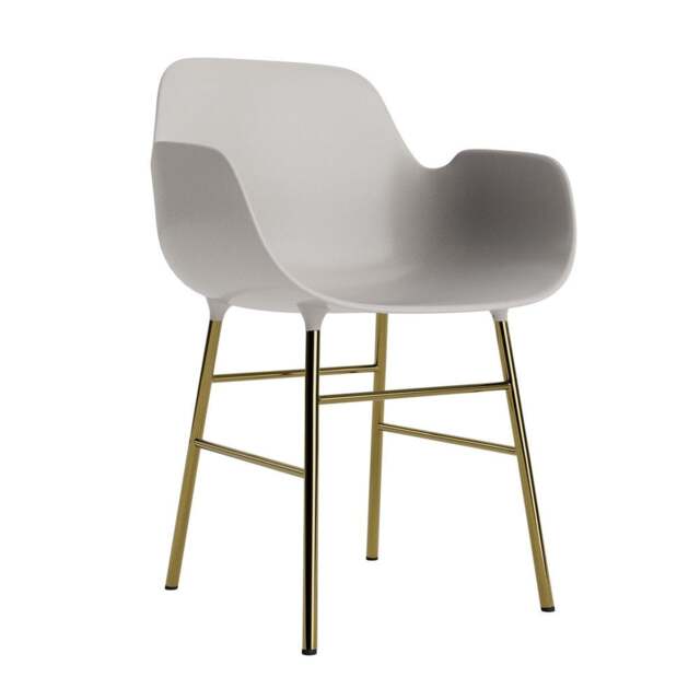 Normann Copenhagen Form Armchair - Warm Grey - Brass Legs Shell Colour: Warm Grey, Leg Colour: Brass - image 1