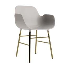 Normann Copenhagen Form Armchair - Warm Grey - Brass Legs Shell Colour: Warm Grey, Leg Colour: Brass
