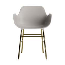 Normann Copenhagen Form Armchair - Warm Grey - Brass Legs Shell Colour: Warm Grey, Leg Colour: Brass - thumbnail 2