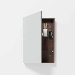 Wireworks Slimfit Magnifier Bathroom Cabinet 600 - Walnut - thumbnail 2