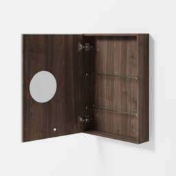 Wireworks Slimfit Magnifier Bathroom Cabinet 600 - Walnut - thumbnail 3