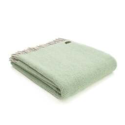 Tweedmill Textiles Pure New Wool Herringbone Throw - Laurel Green