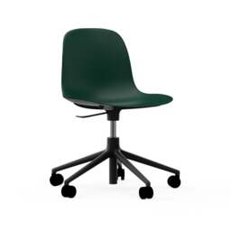 Normann Copenhagen Form Chair Swivel - 5 Wheel - Gas Lift - Green - Black Legs Shell Colour: Green, Leg Colour: Black