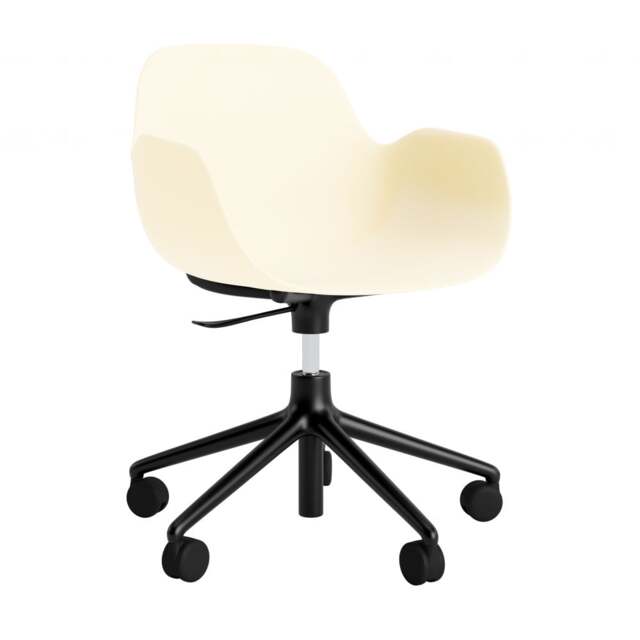Normann Copenhagen Form Armchair Swivel - 5 Wheel - Gas Lift - Cream - Black Legs Shell Colour: Cream, Leg Colour: Black - image 1