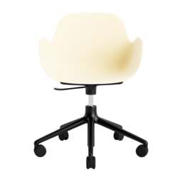Normann Copenhagen Form Armchair Swivel - 5 Wheel - Gas Lift - Cream - Black Legs Shell Colour: Cream, Leg Colour: Black - thumbnail 2