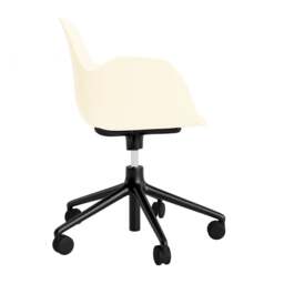 Normann Copenhagen Form Armchair Swivel - 5 Wheel - Gas Lift - Cream - Black Legs Shell Colour: Cream, Leg Colour: Black - thumbnail 3