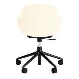 Normann Copenhagen Form Armchair Swivel - 5 Wheel - Gas Lift - Cream - Black Legs Shell Colour: Cream, Leg Colour: Black - thumbnail 4
