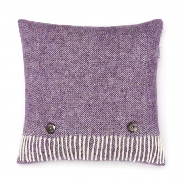 Bronte By Moon Pure Wool Herringbone Cushion - Lavender