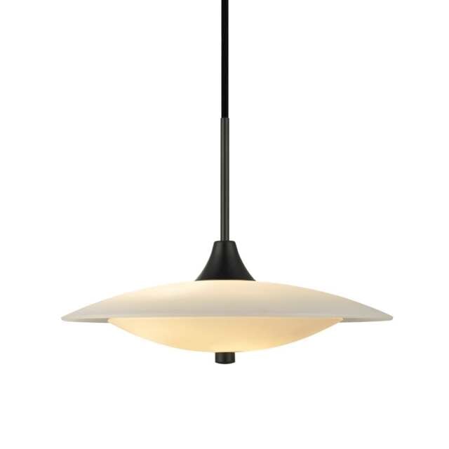Halo Design Baroni Opal Glass Pendant Light - O 40cm Size:  40cm, Colour: Black Metal