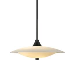 Halo Design Baroni Opal Glass Pendant Light - O 40cm Size:  40cm, Colour: Black Metal