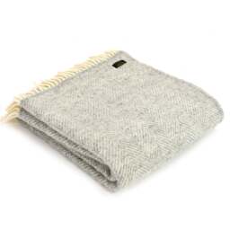 Tweedmill Textiles Pure New Wool Fishbone Throw - Silver Grey