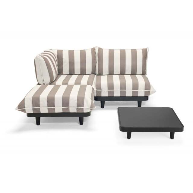 Fatboy Paletti Modular Outdoor Lounge Furniture - Cacao Stripe Option: 2 Seater Left + Hocker + Table