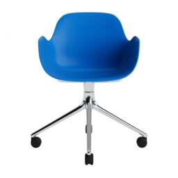 Normann Copenhagen Form Armchair Swivel - 4 Wheel - Bright Blue - Aluminium Legs Shell Colour: Bright Blue, Leg Colour: Aluminium - thumbnail 2