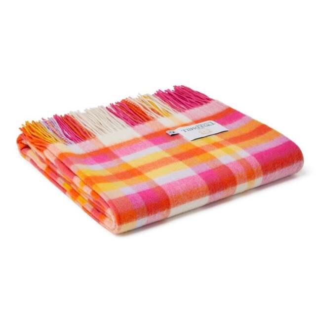 Tweedmill Textiles Lambswool Throw - Bright Check - Rio - image 1