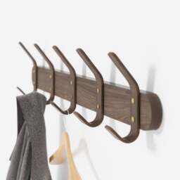 Wireworks Left Hook 5 Hooks Rail - Walnut - thumbnail 5