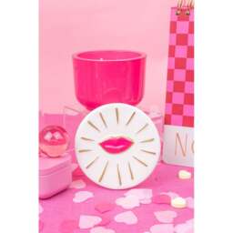 Paddywax Charmed 8oz/226g Pink Glass Candle with Lips Lid - Smoked Cherry - thumbnail 2