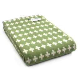 Tweedmill Textiles Pure New Wool Cross Throw - Fern Green - 200 x 140 cm - thumbnail 1