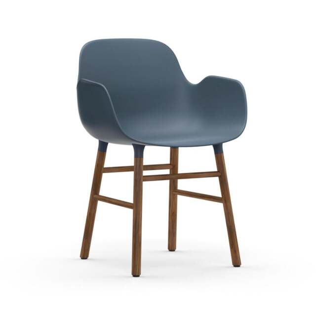 Normann Copenhagen Form Armchair - Blue - Walnut Legs Shell Colour: Blue, Leg Colour: Walnut - image 1