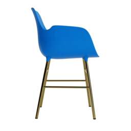 Normann Copenhagen Form Armchair - Bright Blue - Brass Legs Shell Colour: Bright Blue, Leg Colour: Brass - thumbnail 3