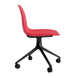 Normann Copenhagen Form Chair Swivel - 4 Wheel - Bright Red - Black Legs Shell Colour: Bright Red, Leg Colour: Black - thumbnail 3