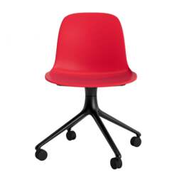 Normann Copenhagen Form Chair Swivel - 4 Wheel - Bright Red - Black Legs Shell Colour: Bright Red, Leg Colour: Black - thumbnail 2