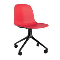 Normann Copenhagen Form Chair Swivel - 4 Wheel - Bright Red - Black Legs Shell Colour: Bright Red, Leg Colour: Black
