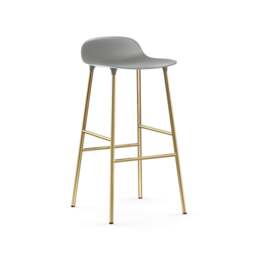 Normann Copenhagen Form Barstool - 75cm - Grey - Brass Legs Shell Colour: Grey, Leg Colour: Brass