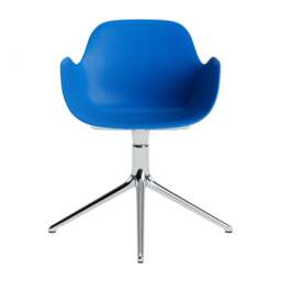 Normann Copenhagen Form Armchair Swivel - 4 Leg - Bright Blue - Aluminium Legs Shell Colour: Bright Blue, Leg Colour: Aluminium - thumbnail 2