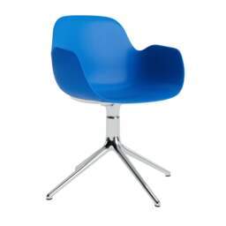 Normann Copenhagen Form Armchair Swivel - 4 Leg - Bright Blue - Aluminium Legs Shell Colour: Bright Blue, Leg Colour: Aluminium