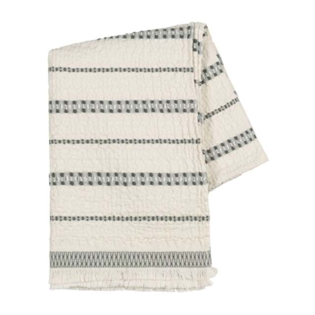 Lands Downunder Lisbon Stripe Cotton Throw - Olive - image 1