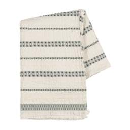 Lands Downunder Lisbon Stripe Cotton Throw - Olive - thumbnail 1