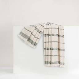 Lands Downunder Lisbon Stripe Cotton Throw - Olive - thumbnail 2