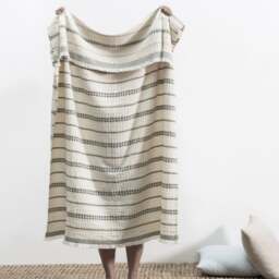 Lands Downunder Lisbon Stripe Cotton Throw - Olive - thumbnail 3