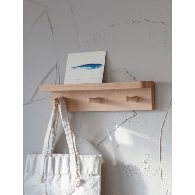Garden Trading Hambledon Peg Shelf - Natural - Small - 3 Pegs Size: Small - image 1
