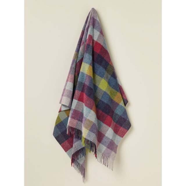Bronte By Moon Harlequin Check Pure New Wool Throw - Moorland - image 1