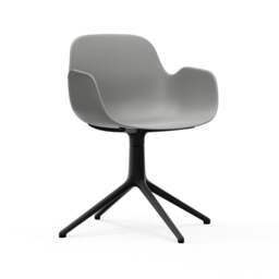 Normann Copenhagen Form Armchair Swivel - 4 Leg - Grey - Black Legs Shell Colour: Grey, Leg Colour: Black