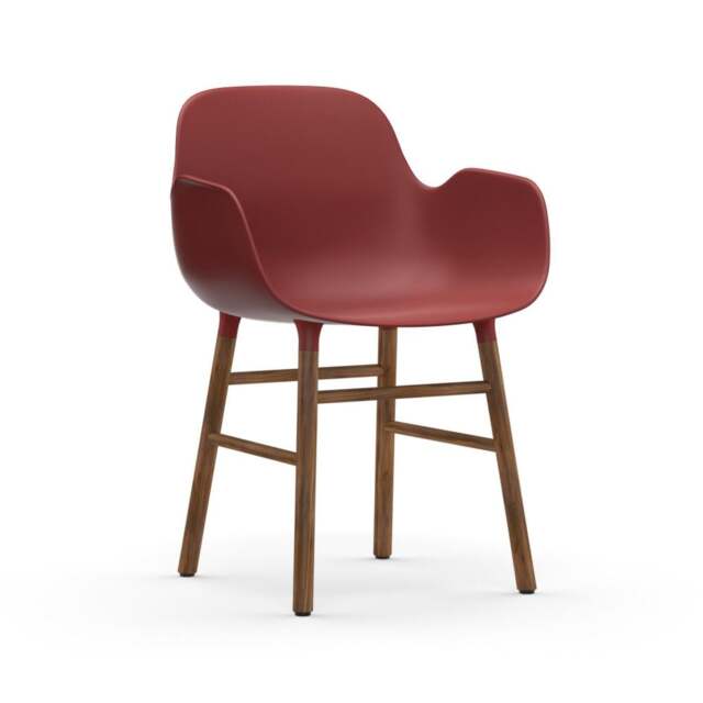 Normann Copenhagen Form Armchair - Red - Walnut Legs Shell Colour: Red, Leg Colour: Walnut - image 1