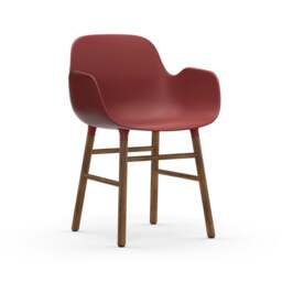 Normann Copenhagen Form Armchair - Red - Walnut Legs Shell Colour: Red, Leg Colour: Walnut - thumbnail 1