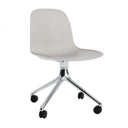 Normann Copenhagen Form Chair Swivel - 4 Wheel - Warm Grey - Aluminium Legs Shell Colour: Warm Grey, Leg Colour: Aluminium