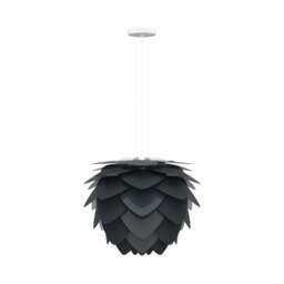 Umage Aluvia Pendant Light Shade - Anthracite Grey - Medium with White Rosette Cord Set With or Without Cord Set: With White Rosette Cord Set