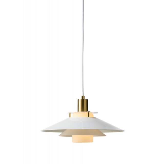 Halo Design Rivoli Pendant Light - O26 Colour: Glossy White/Brass - image 1