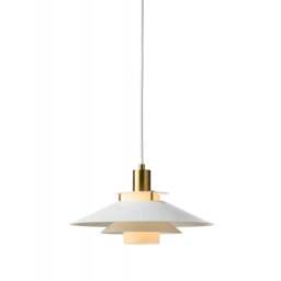 Halo Design Rivoli Pendant Light - O26 Colour: Glossy White/Brass - thumbnail 1