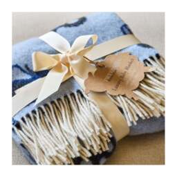 Tweedmill Textiles Merino Lambswool Baby Blanket - Tractor - Blue - thumbnail 2