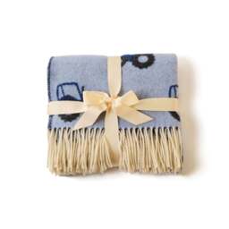 Tweedmill Textiles Merino Lambswool Baby Blanket - Tractor - Blue - thumbnail 1