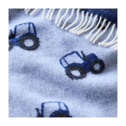 Tweedmill Textiles Merino Lambswool Baby Blanket - Tractor - Blue - thumbnail 4