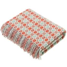 Bronte By Moon Milan Luxury Merino Lambswool Throw - Coral &amp Mint