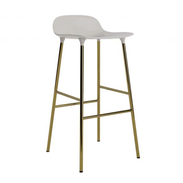 Normann Copenhagen Form Barstool - 75cm - Warm Grey - Brass Legs Shell Colour: Warm Grey, Leg Colour: Brass - image 1