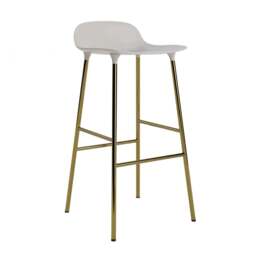 Normann Copenhagen Form Barstool - 75cm - Warm Grey - Brass Legs Shell Colour: Warm Grey, Leg Colour: Brass - thumbnail 1