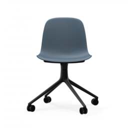 Normann Copenhagen Form Chair Swivel - 4 Wheel - Blue - Black Legs Shell Colour: Blue, Leg Colour: Black - thumbnail 2